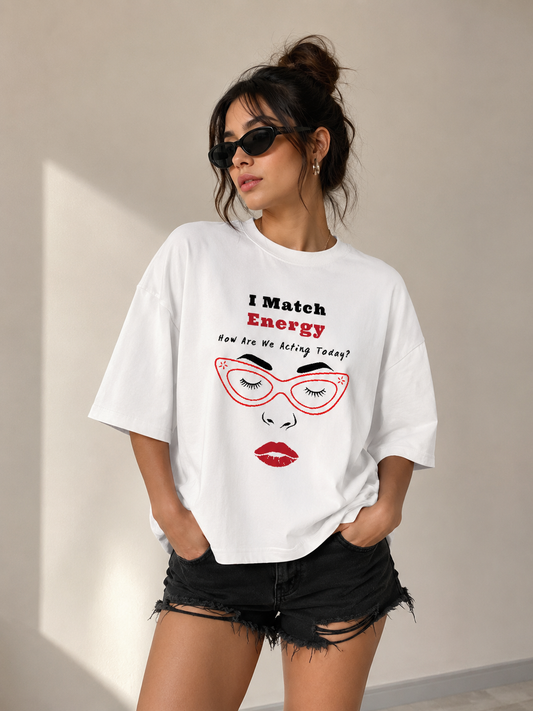 Equal Vibes Women's Boxy Tshirt- White