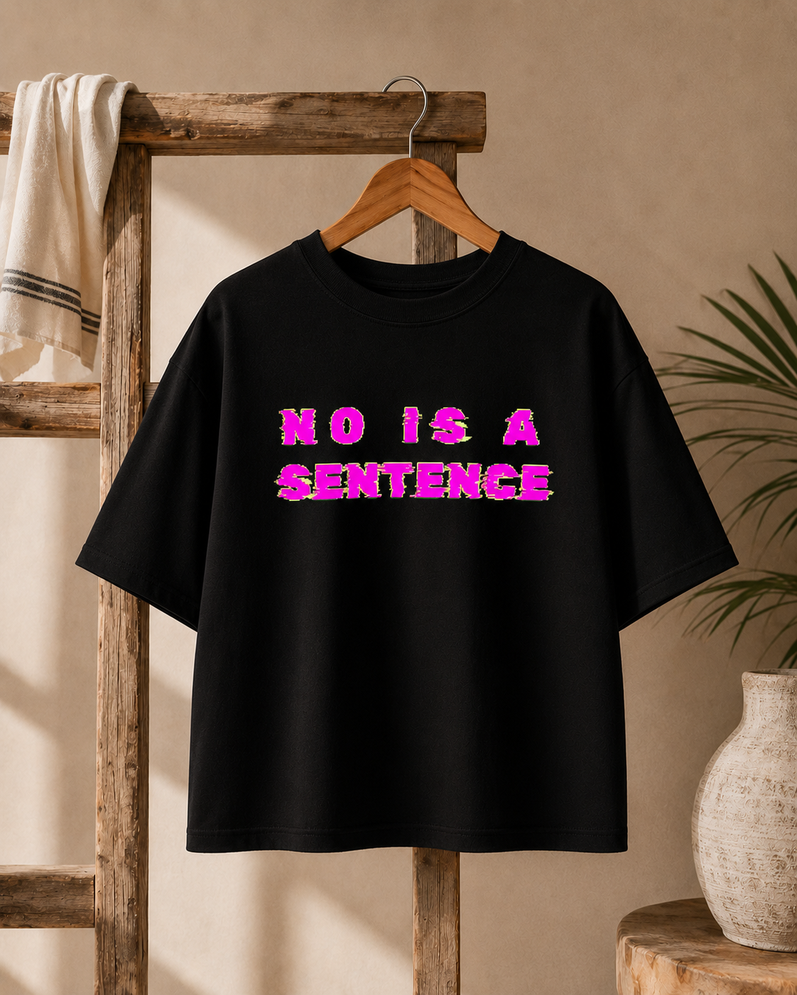 No means No Women's Boxy T-shirt- Black