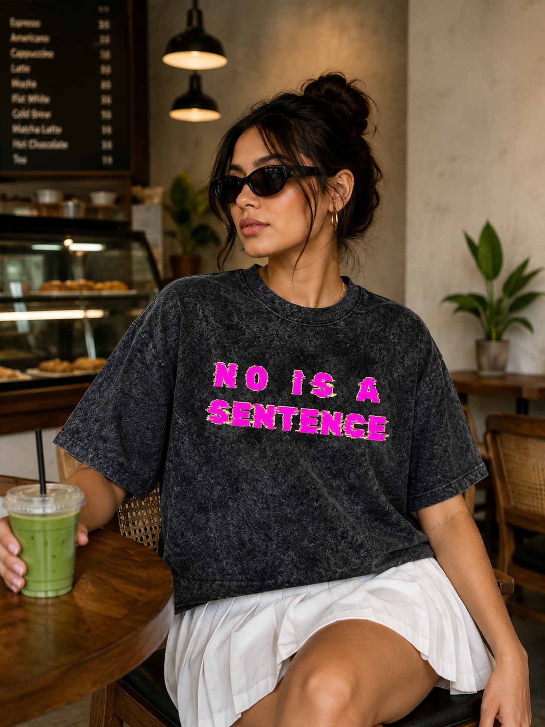 No means No Women's Boxy T-shirt- Stone Black