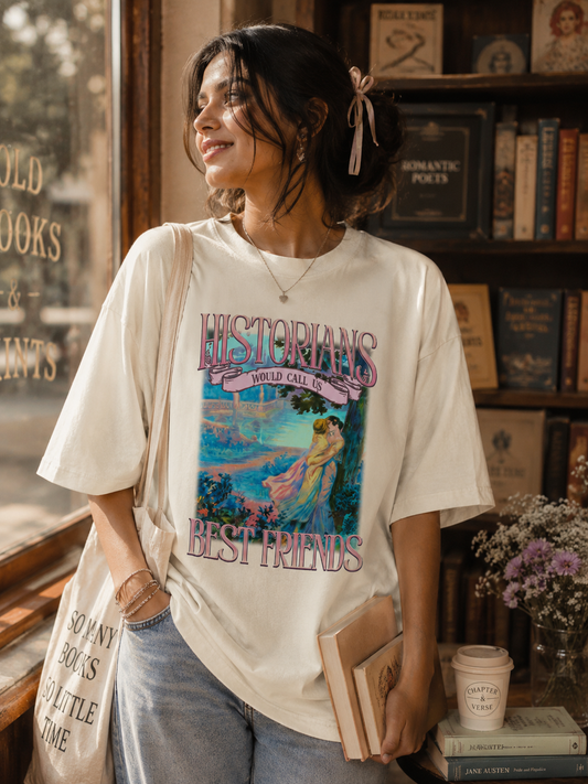 Roommates in History Unisex Oversized Classic T-Shirt-Off White