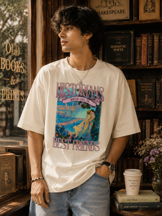 Roommates in History Unisex Oversized Classic T-Shirt-Off White